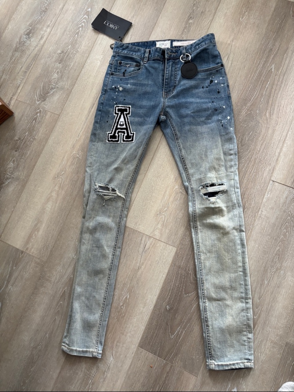 Women's Ombre Skinny Jeans with 'A' Patch - Blue 31 inches length